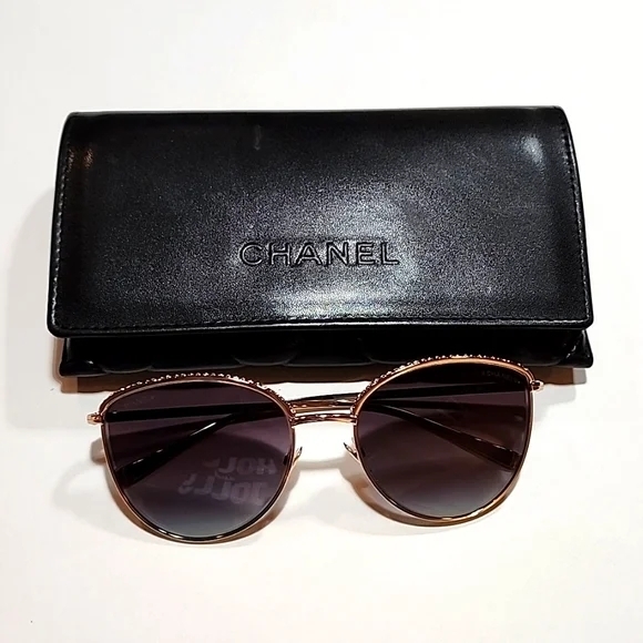 CHANEL Accessories - CHANEL Gold and Black Sunglasses